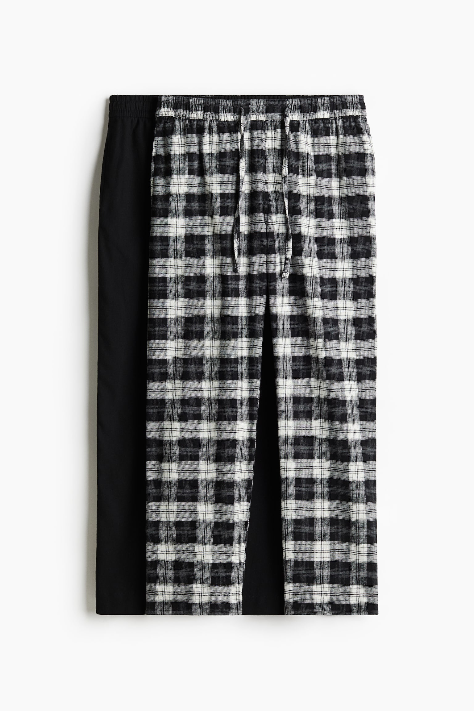 2-pack flannel pyjama bottoms - Black/White checked - 2