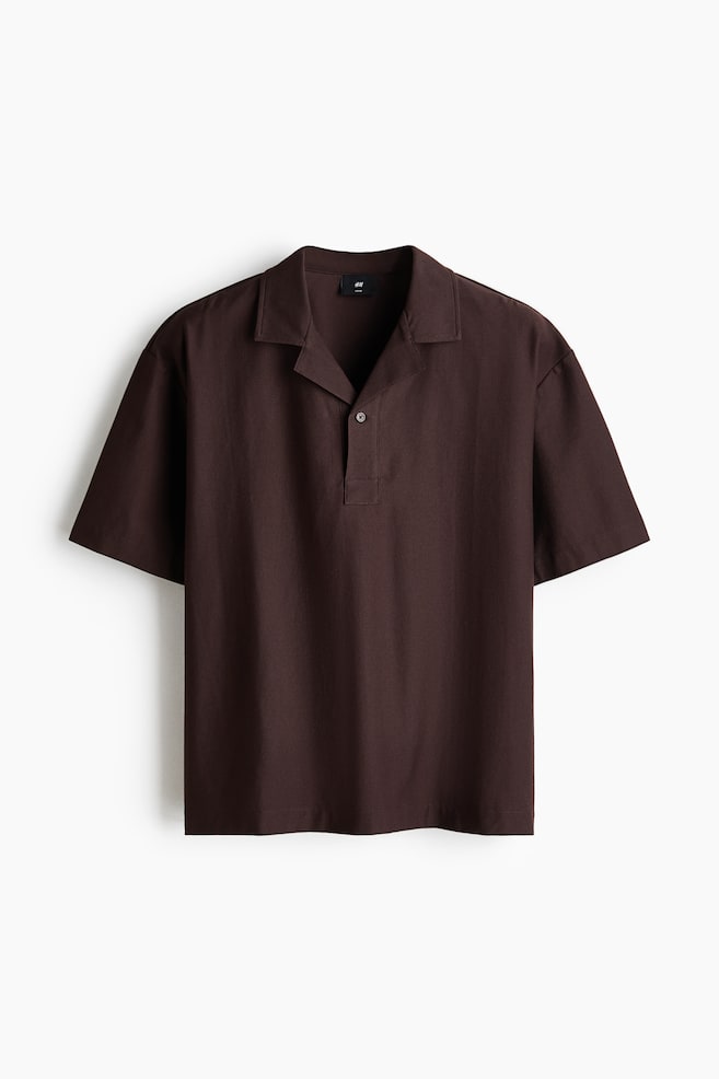 Loose-Fit Polo Shirt - Dark brown/White/Beige/Black - 1