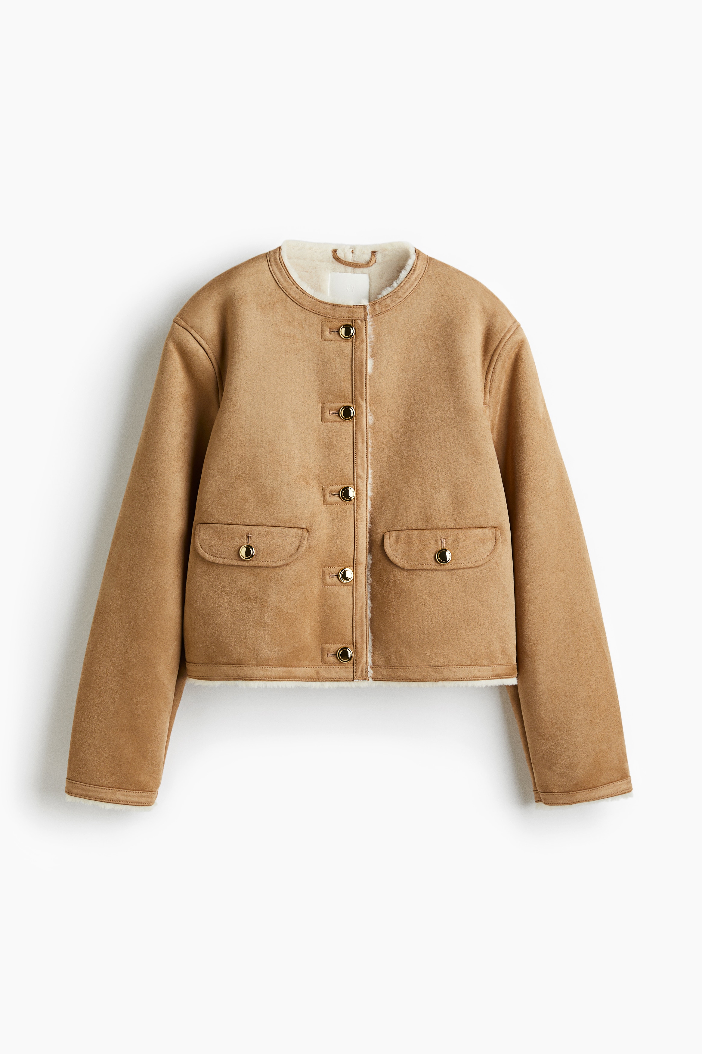 Pile Fleece Lined Jacket - Dark beige/Dark brown/Brown