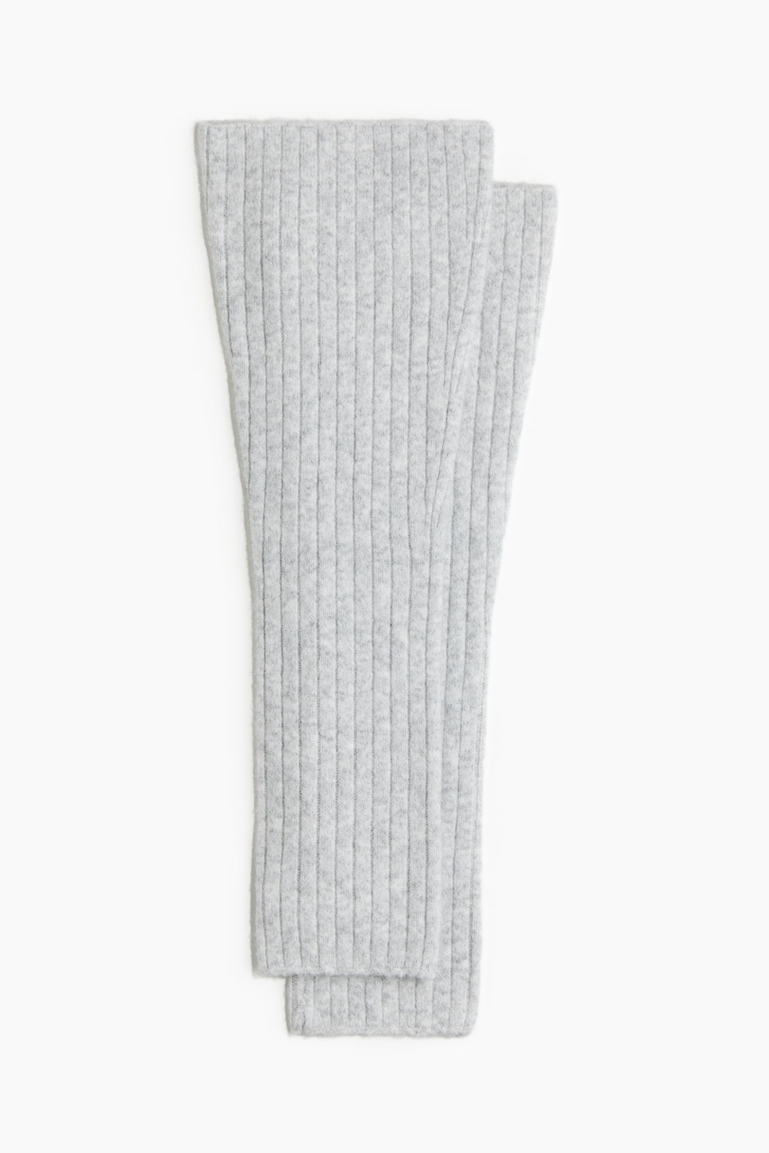 Rib-knit flared leg warmers - Light grey marl - 2