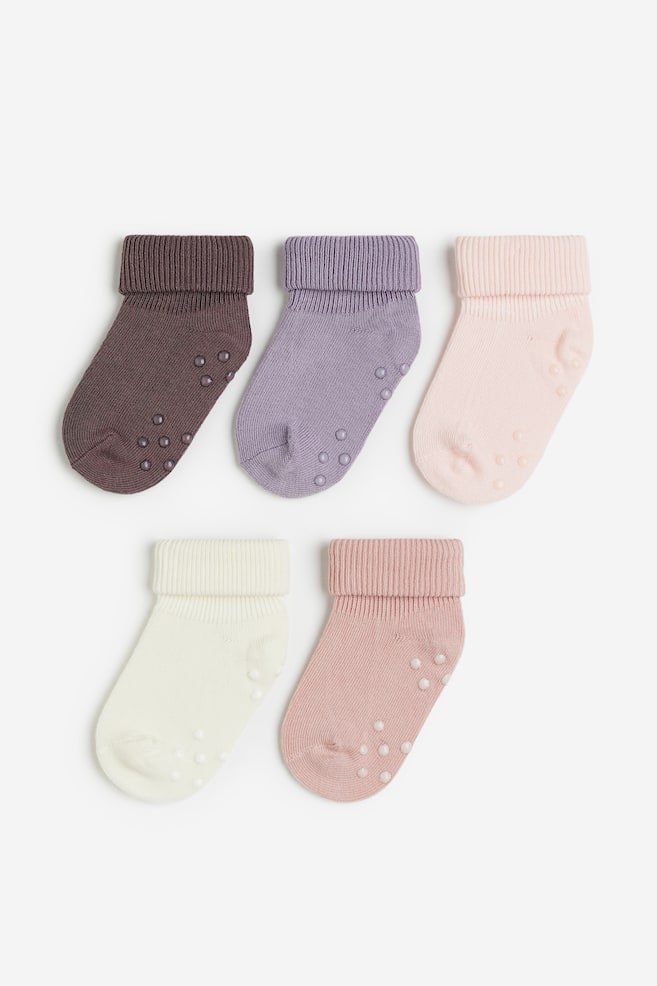 5-pack anti-slip socks - Dark mauve/Purple/Dark grey/Black/Brown/Beige/White/dc/dc/dc/dc/dc/dc/dc/dc/dc - 1