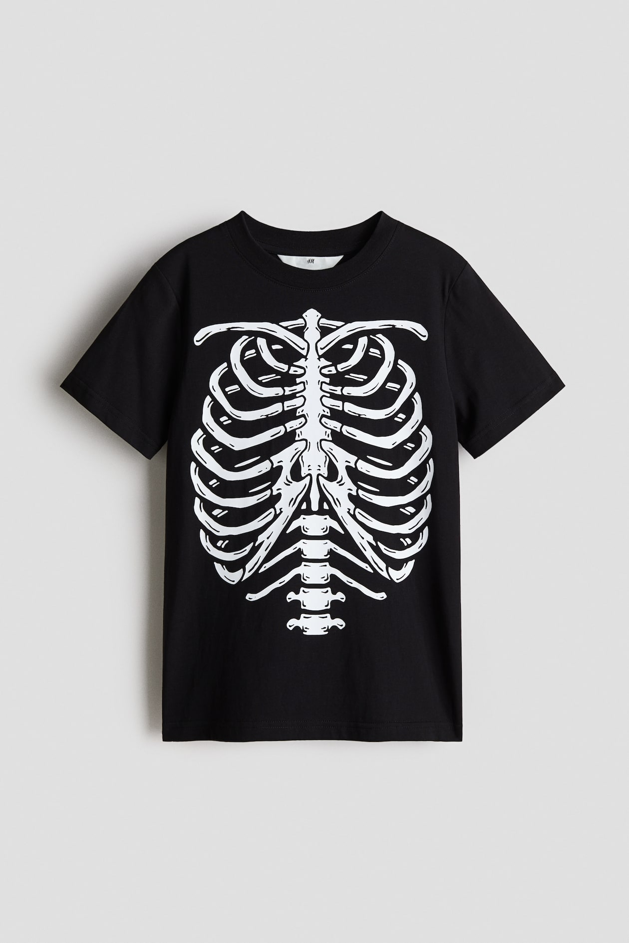 プリントコットンTシャツ - ブラック／スケルトン - Kids | H&M JP
