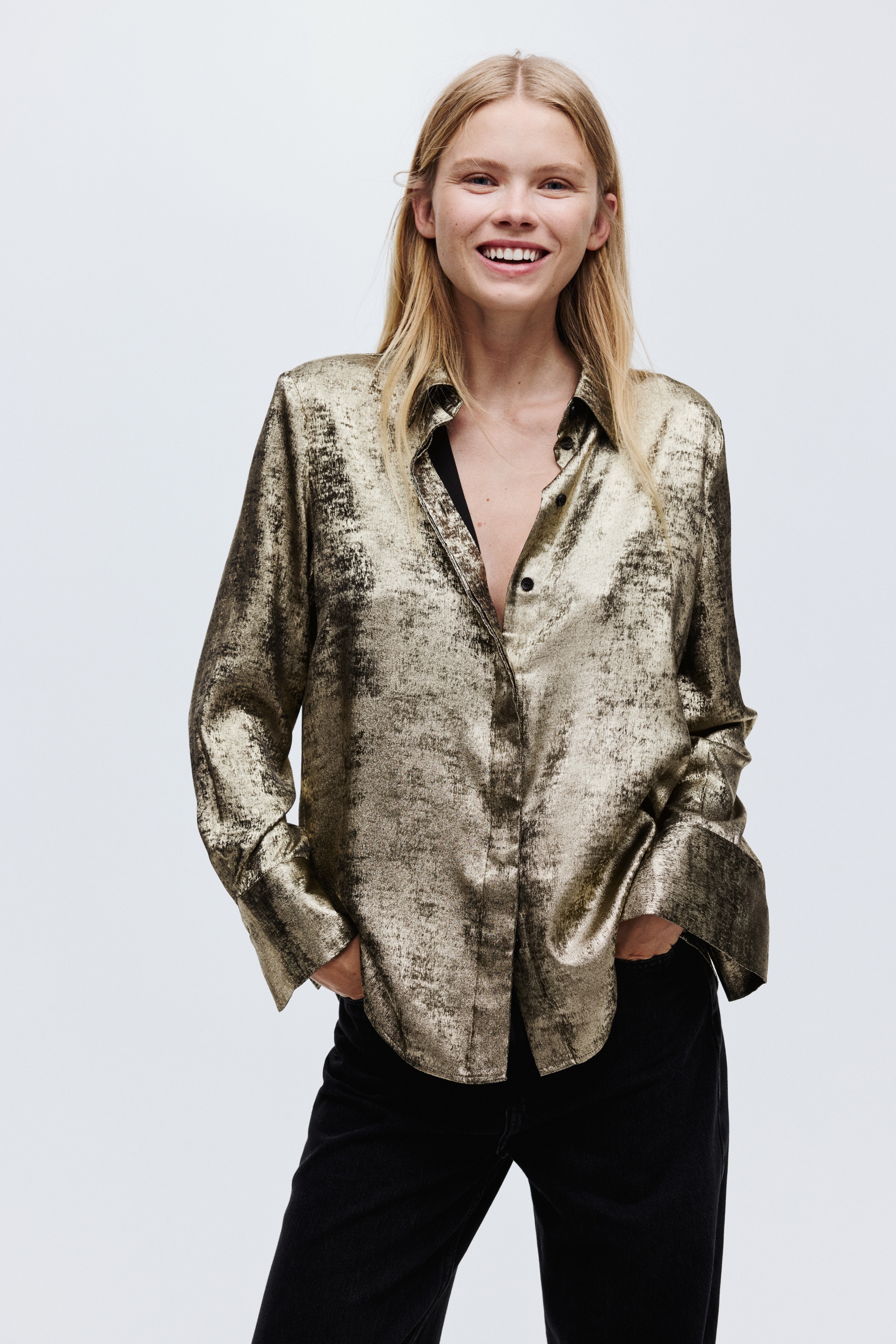 women's gold dress shirt Gold Cotton Shirt, Mens L main image 1