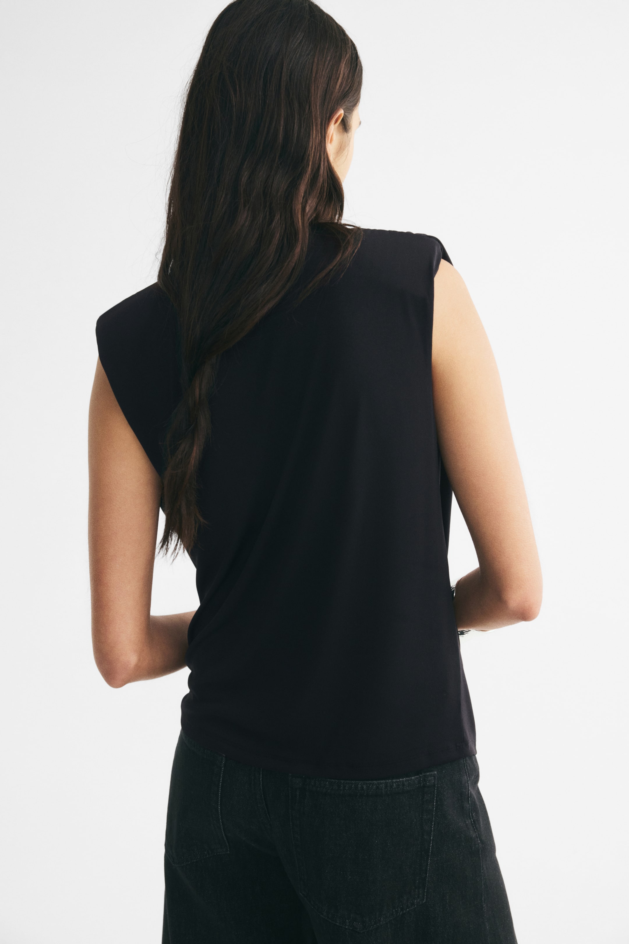 Draped Top with Shoulder Pads