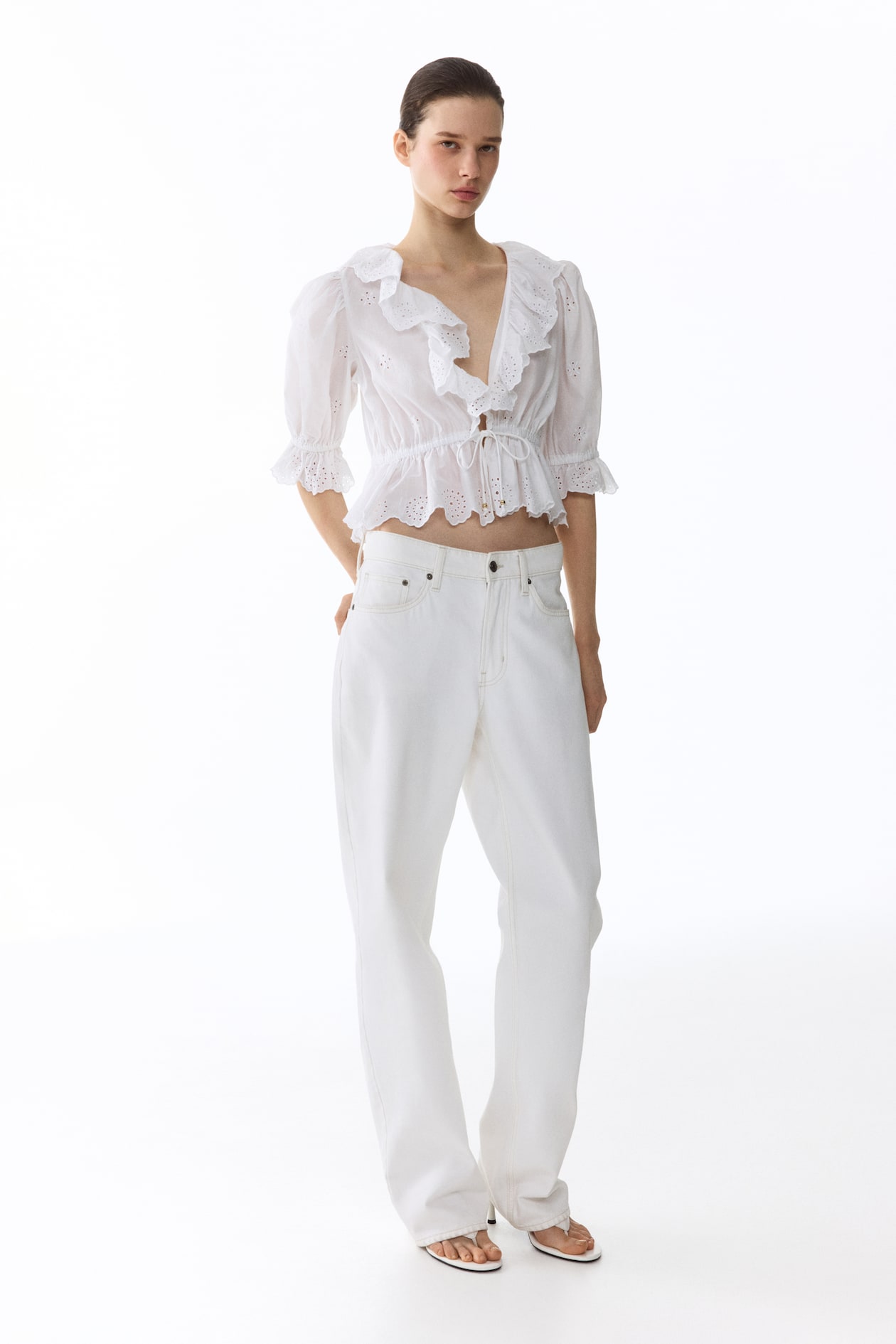 Cotton Blouse with Eyelet Embroidery - image 4