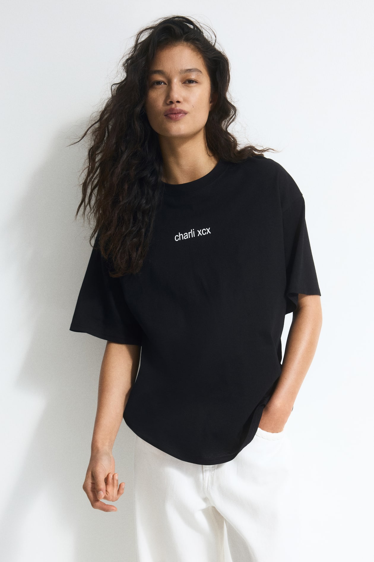 Oversized printed T-shirt Black/Charli XCX Ladies H&M IN