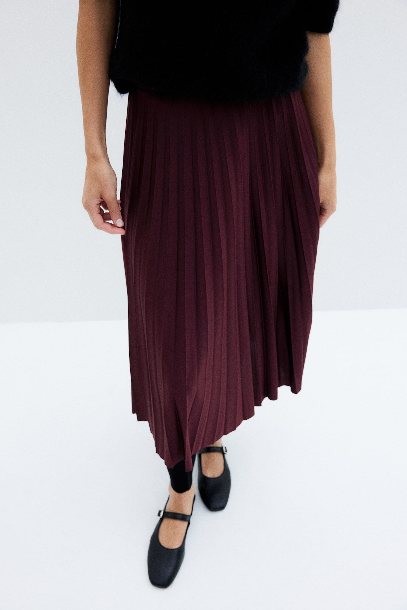 Pleated skirt - Burgundy/Black - 6