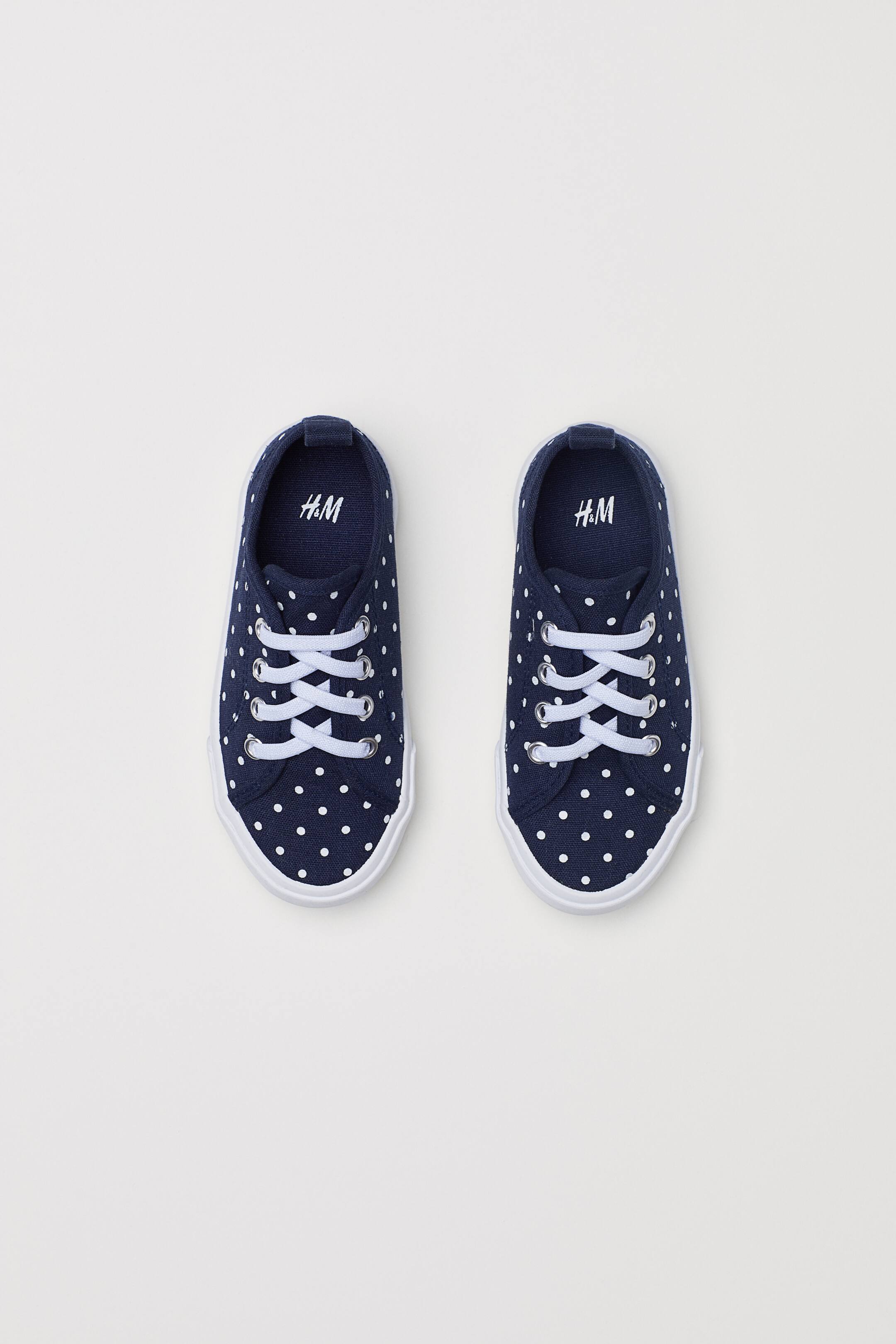 Zapatillas deportivas de lona - Plano - Azul oscuro/Lunares blancos - NI??OS | H&M ES