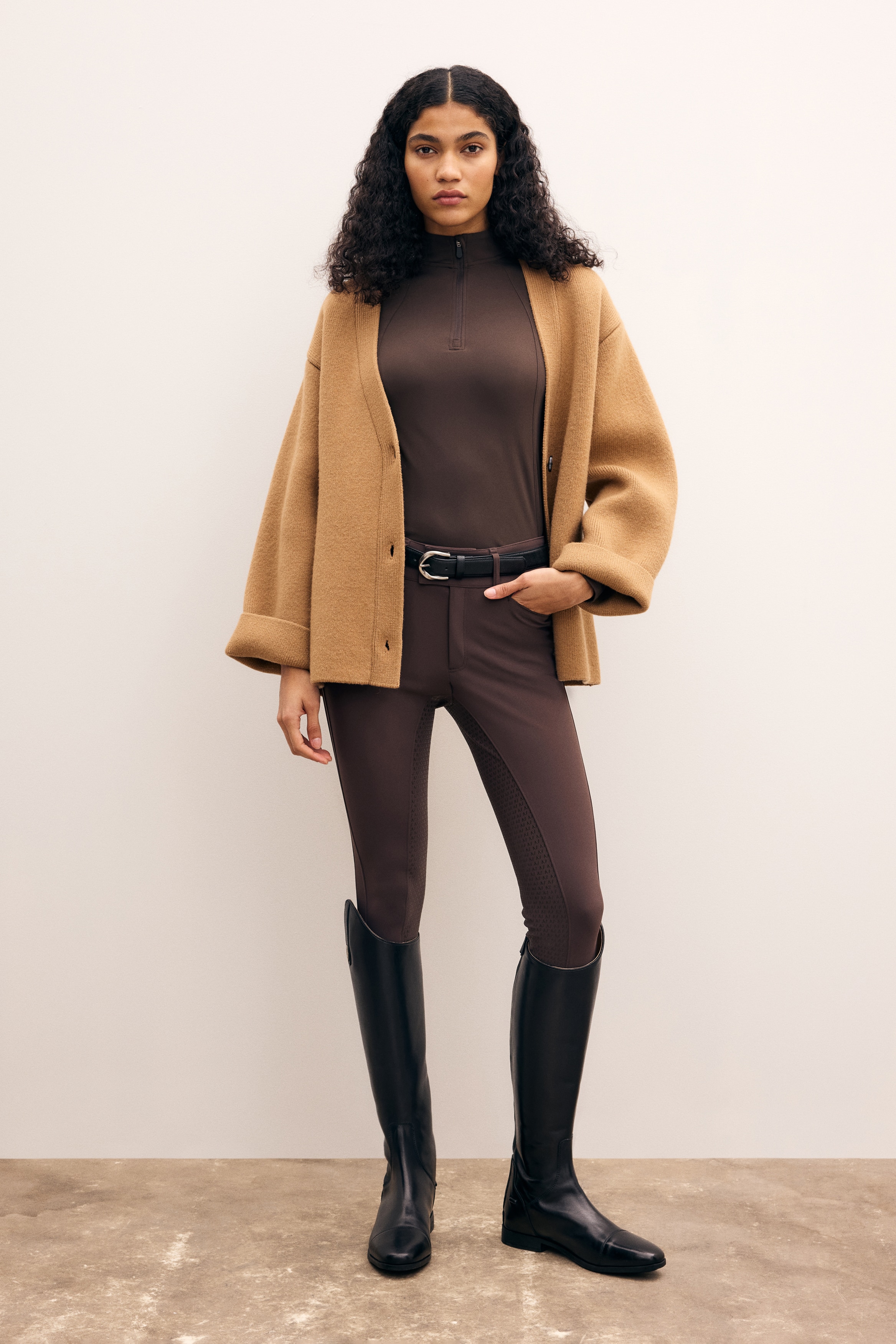 Dame - Kaffebønnebrun Ridebukse med fullt grep - Size: 40  - H&M