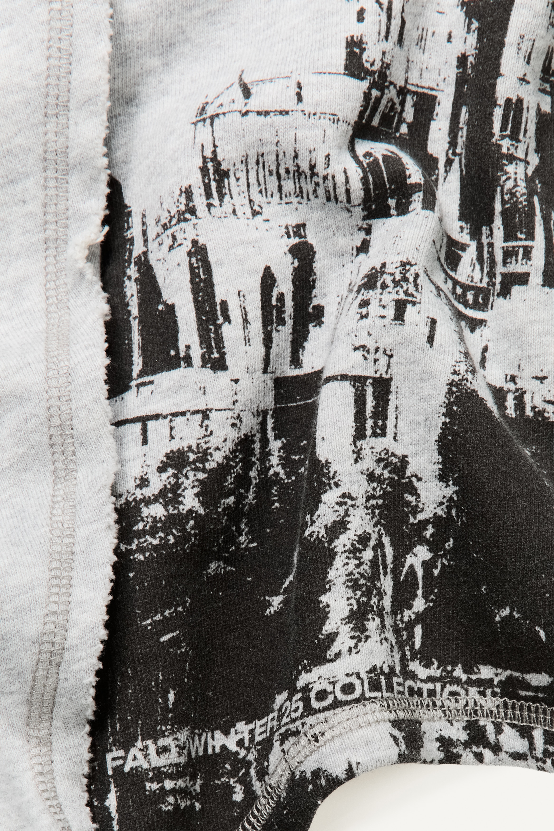 タイディテールプリントスウェットパーカ - ライトグレーメランジ