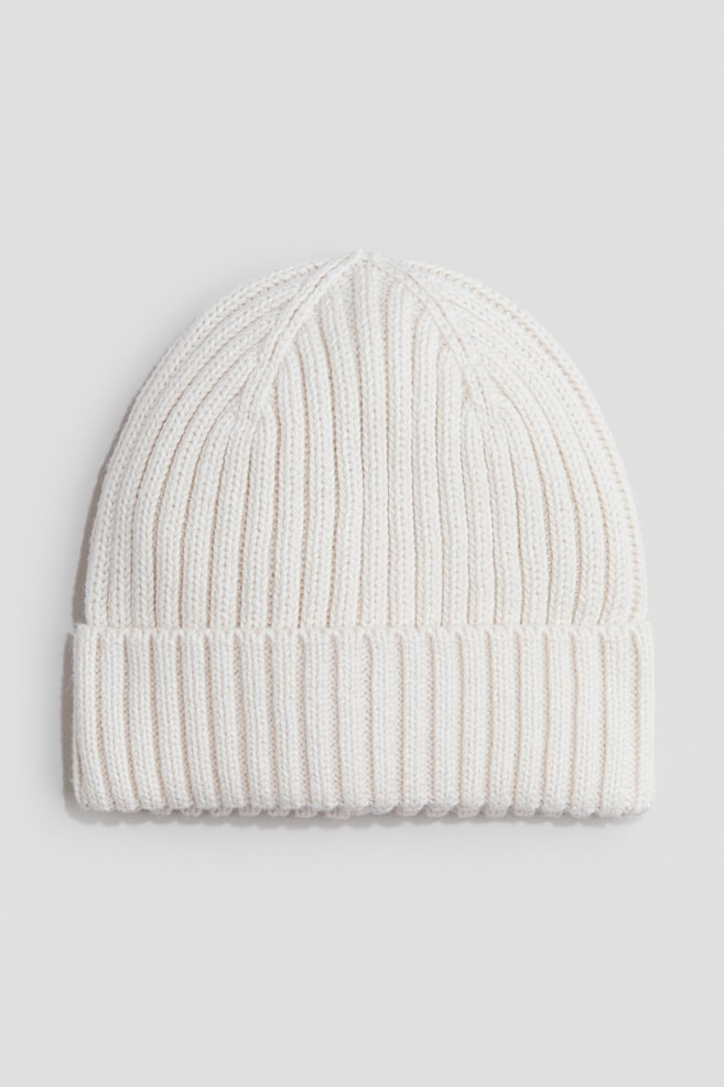 Ribbed Beanie - White/Beige/Bright blue - 1