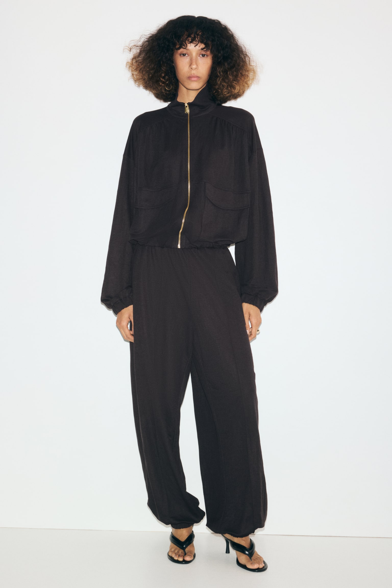 Женская куртка H&M Bubble-Hem Jacket with Zipper, цвет: Тёмный коричневый — фото 3