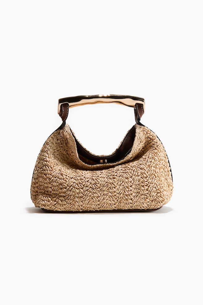 Metal-Handle Handbag - Beige - 1
