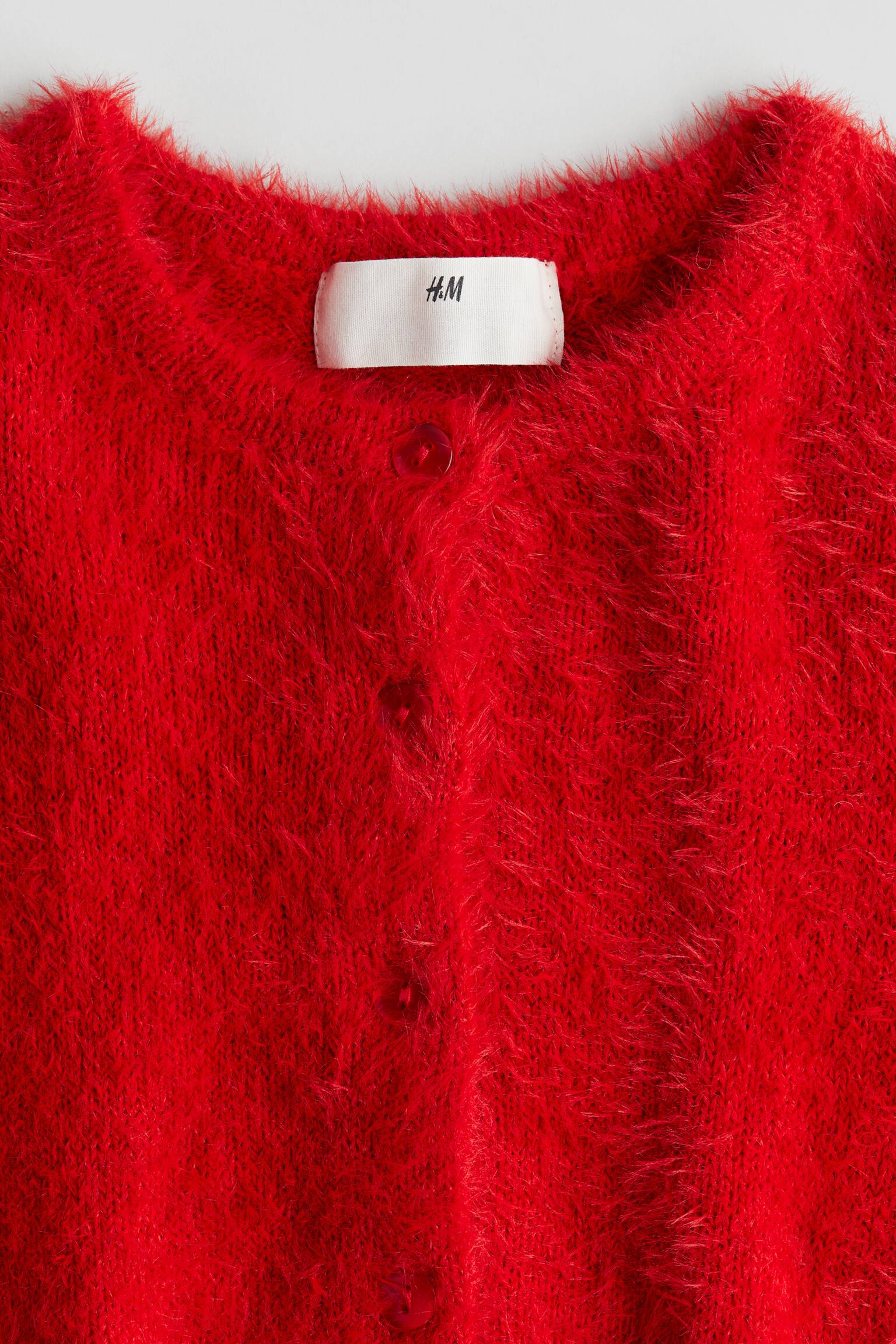 Fluffy cardigan - Red/White - 2