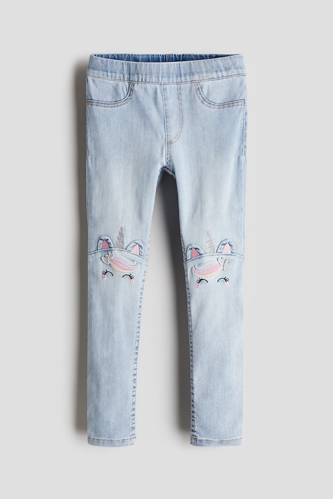 Jegging en denim - Bleu denim clair/licornes - 1
