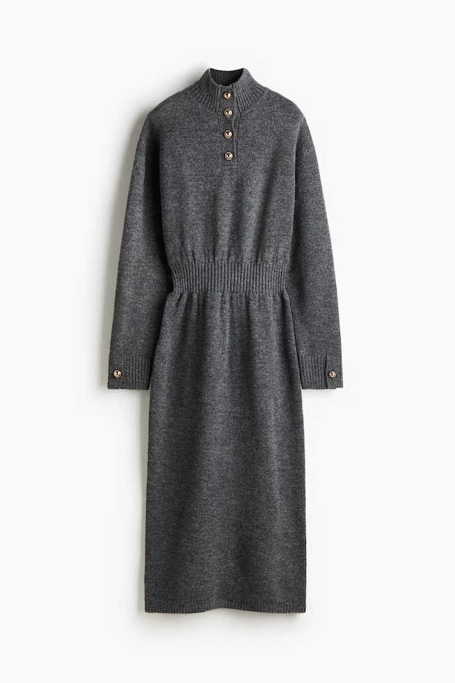 Knitted turtleneck dress - Dark grey marl - 1