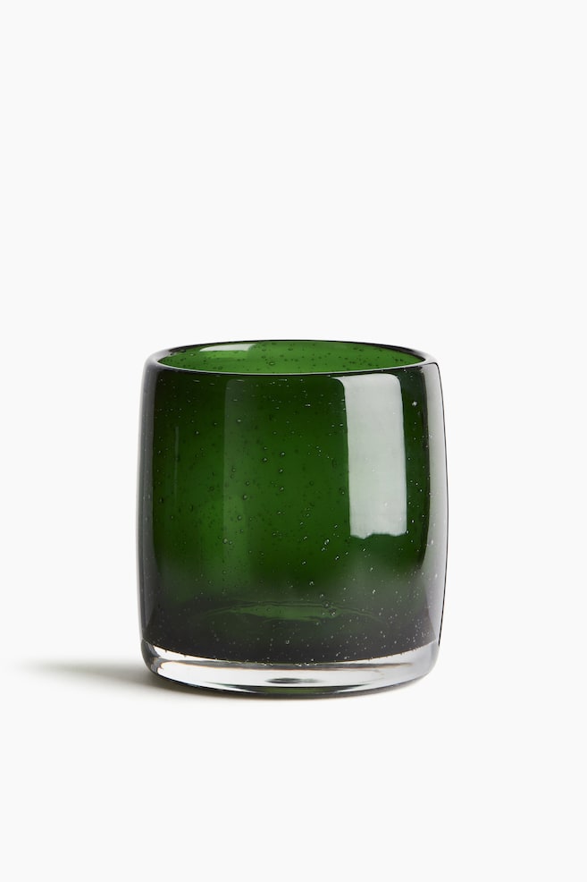 Portavelas pequeño de vidrio - Verde oscuro - 1