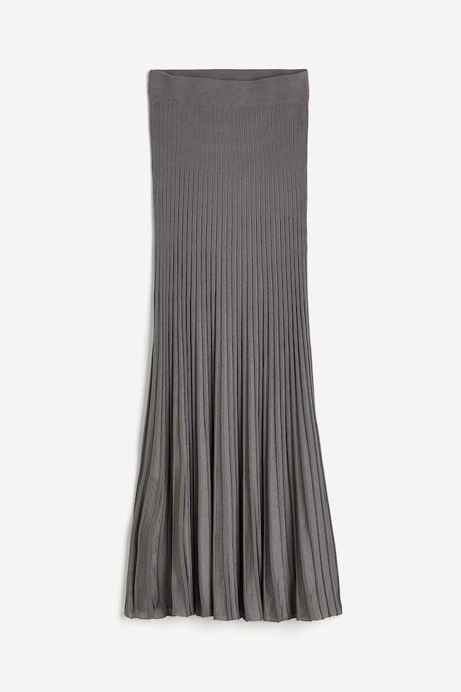 Rib-knit flared skirt - Grey - 2