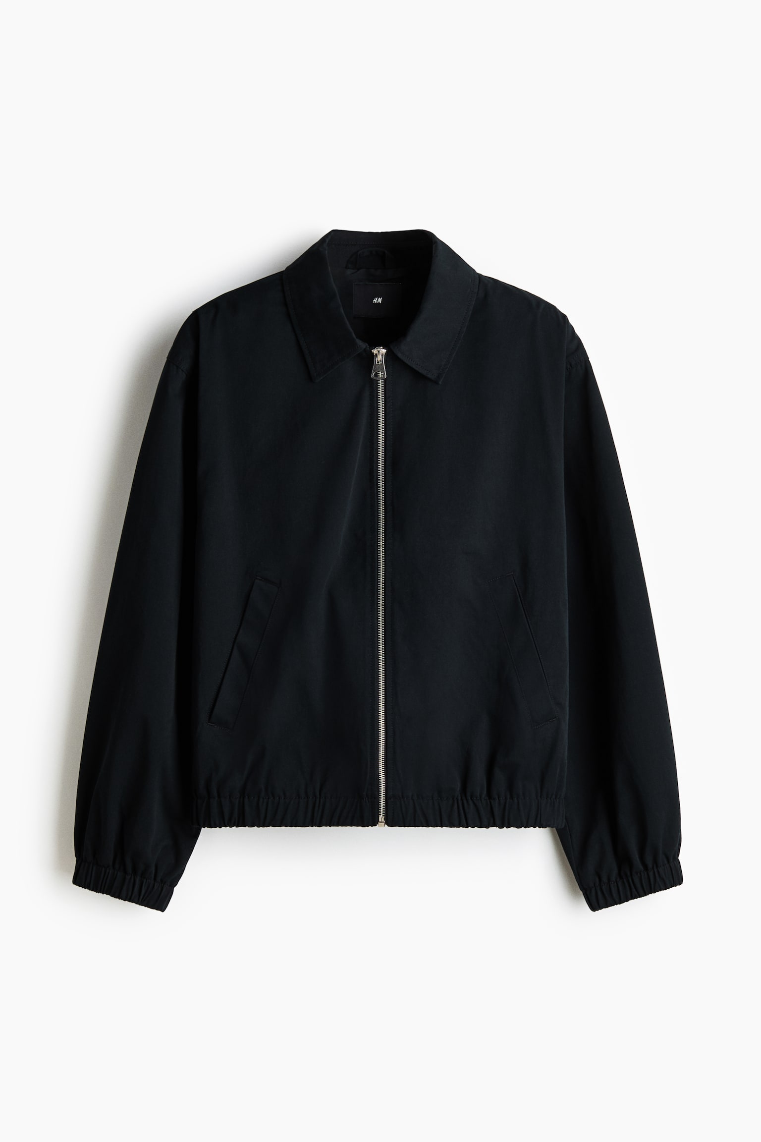 Collared cotton jacket - Black/Beige - 1