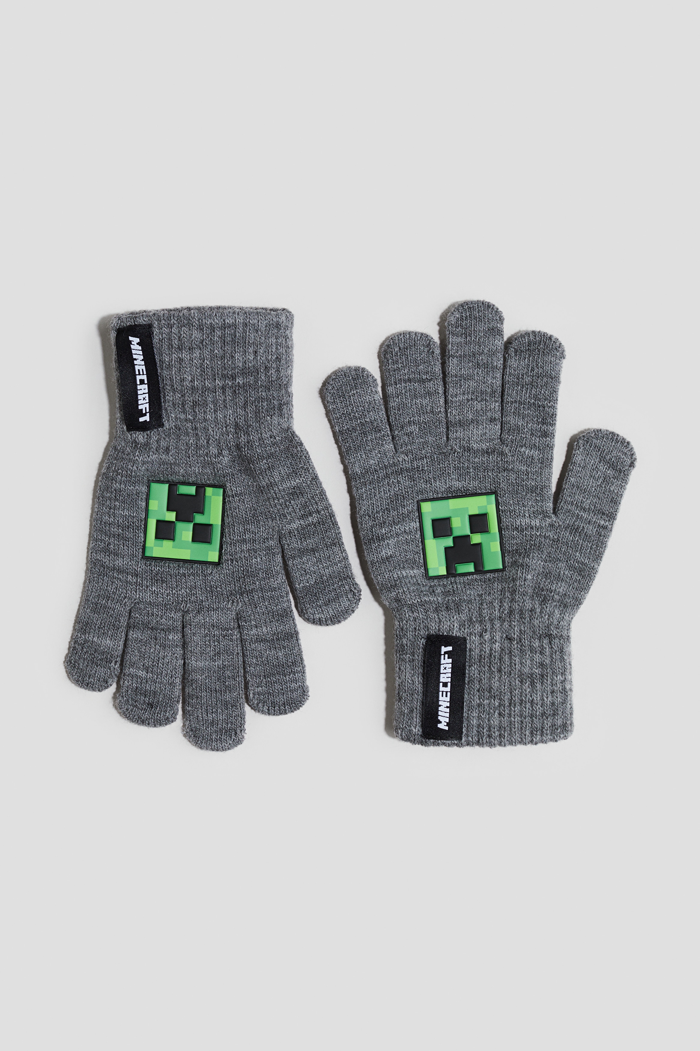 Appliquéd Gloves - Gray melange/Minecraft - Kids | H&M US