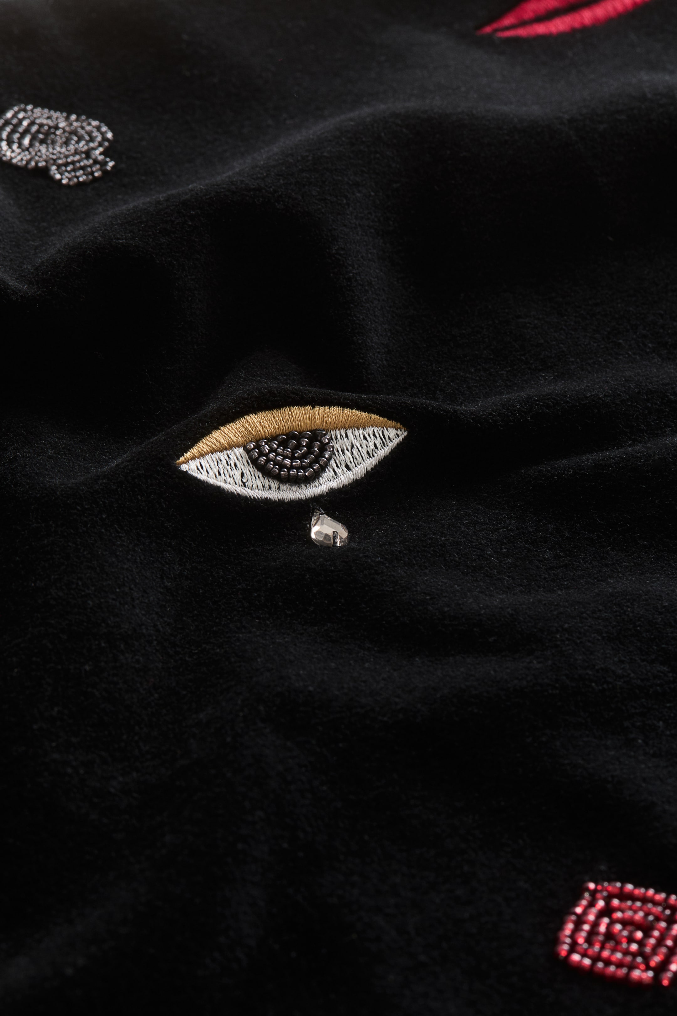 Velvet Cushion Cover with Motif