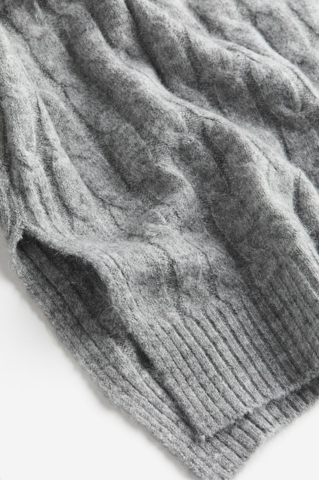 Cable-knit jumper - Grey marl/Natural white - 5