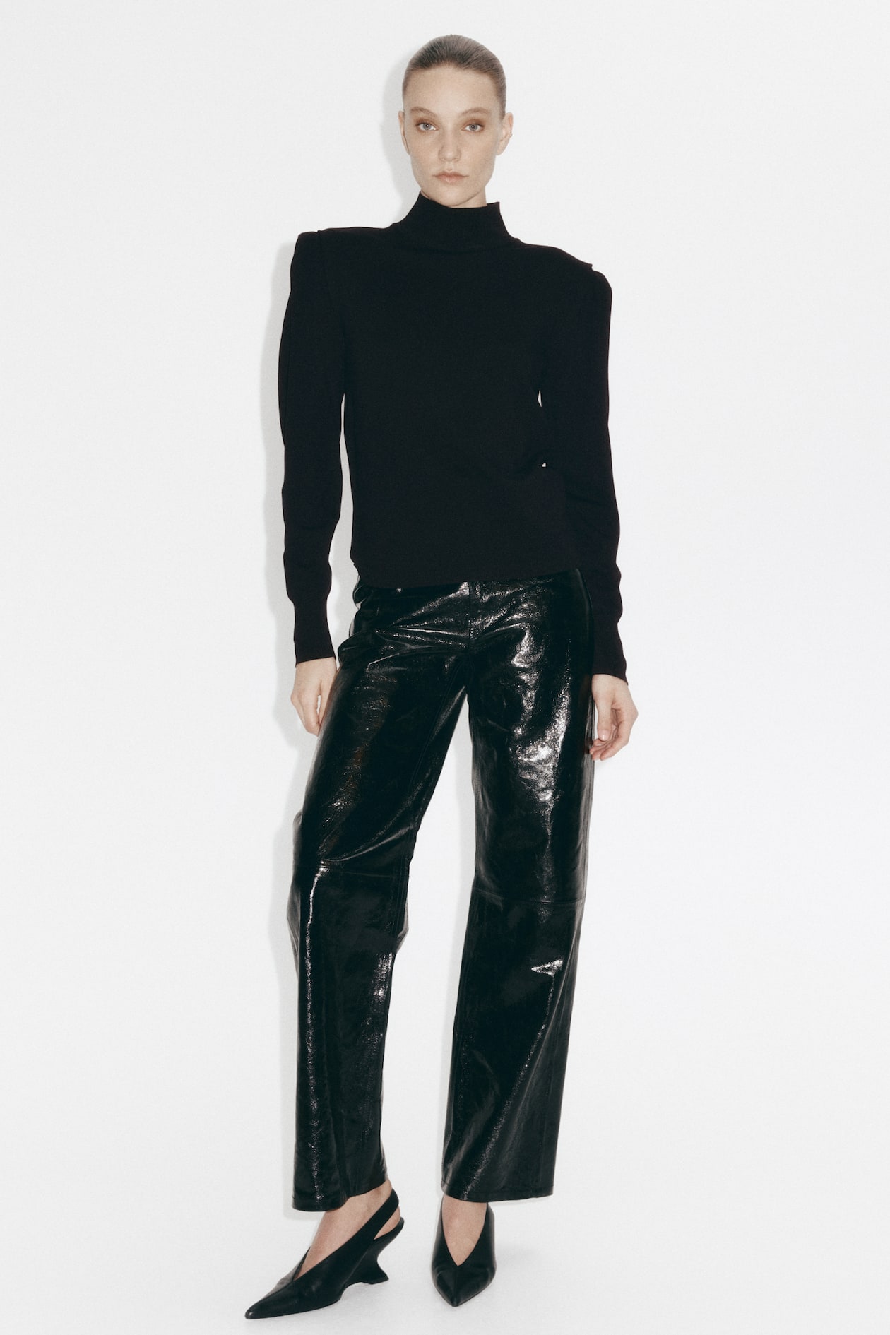 Fine-Knit Mock Turtleneck Top