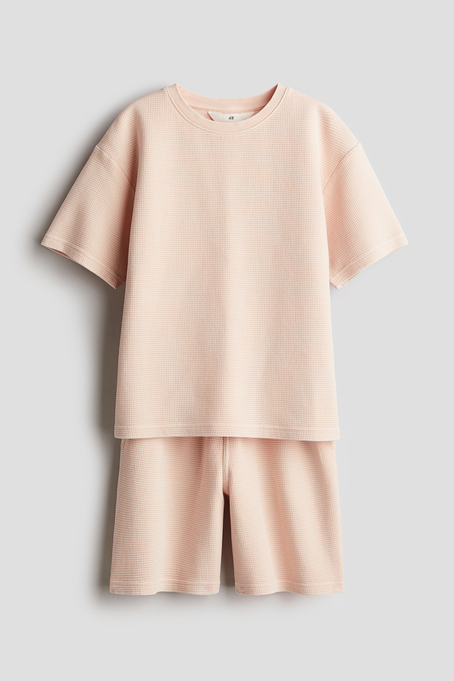 2-piece Waffled Cotton Set - Light peach/Light grey/Yellow - 1