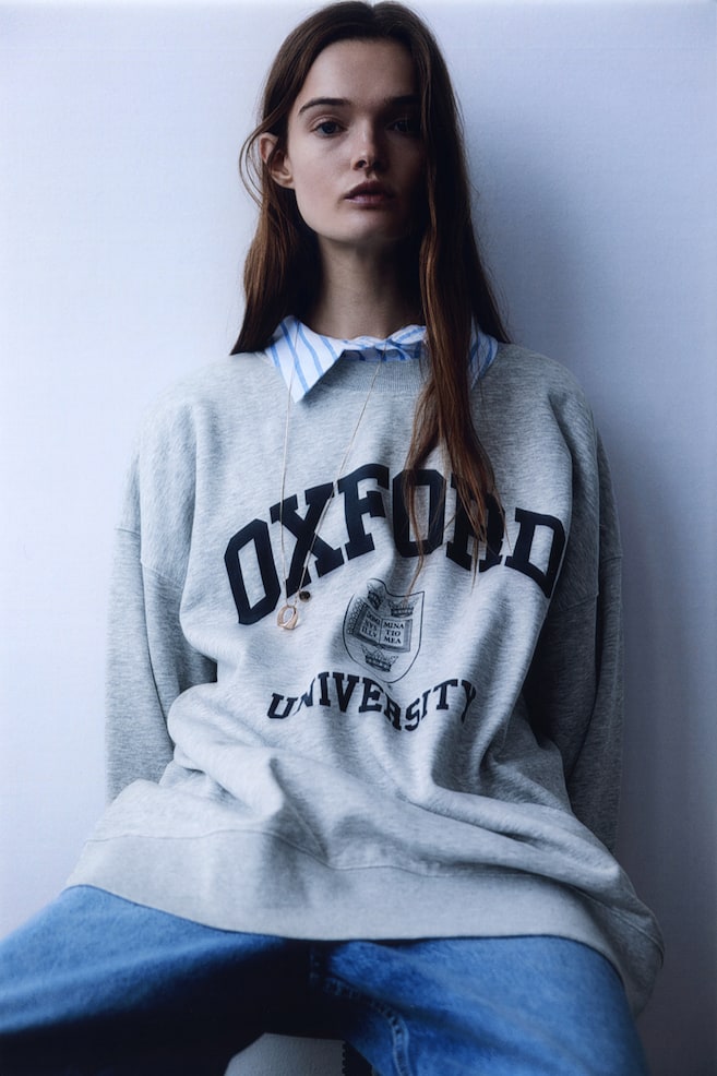 Oversized Sweatshirt - Graumeliert/Oxford University/Cremefarben/Nirvana - 2