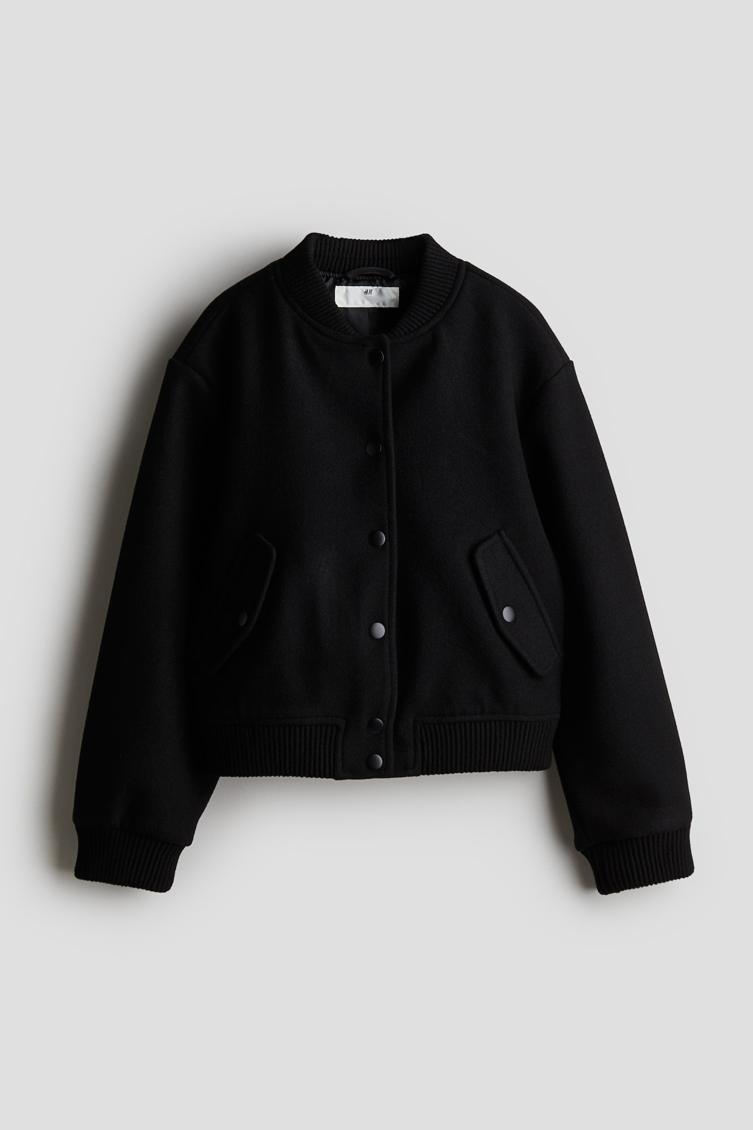 Felted bomber jacket - Black/Dark grey marl - 1