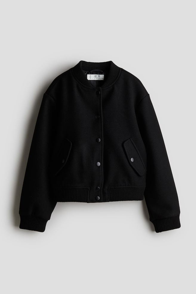 Cazadora bomber de fieltro - Negro - 1