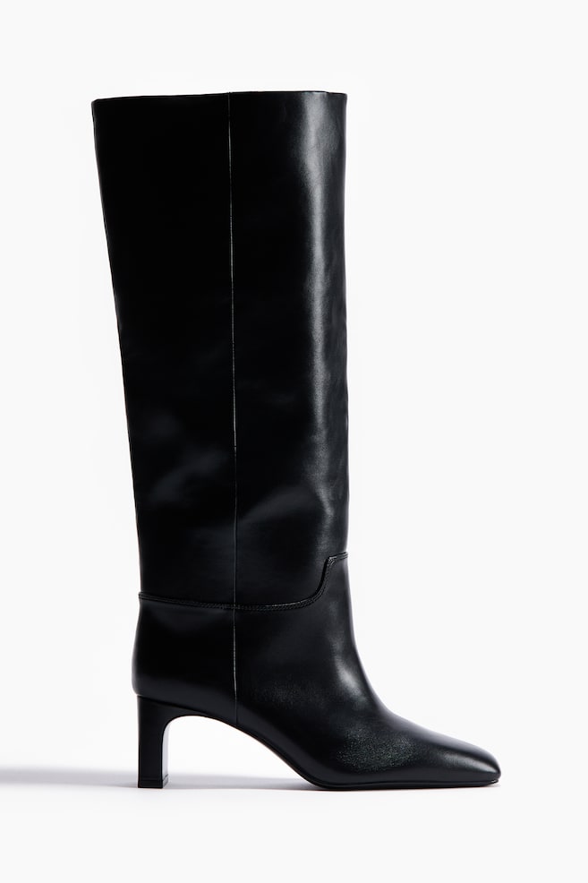 Bottes de hauteur genou - Noir/Vert kaki foncé/Beige foncé - 1
