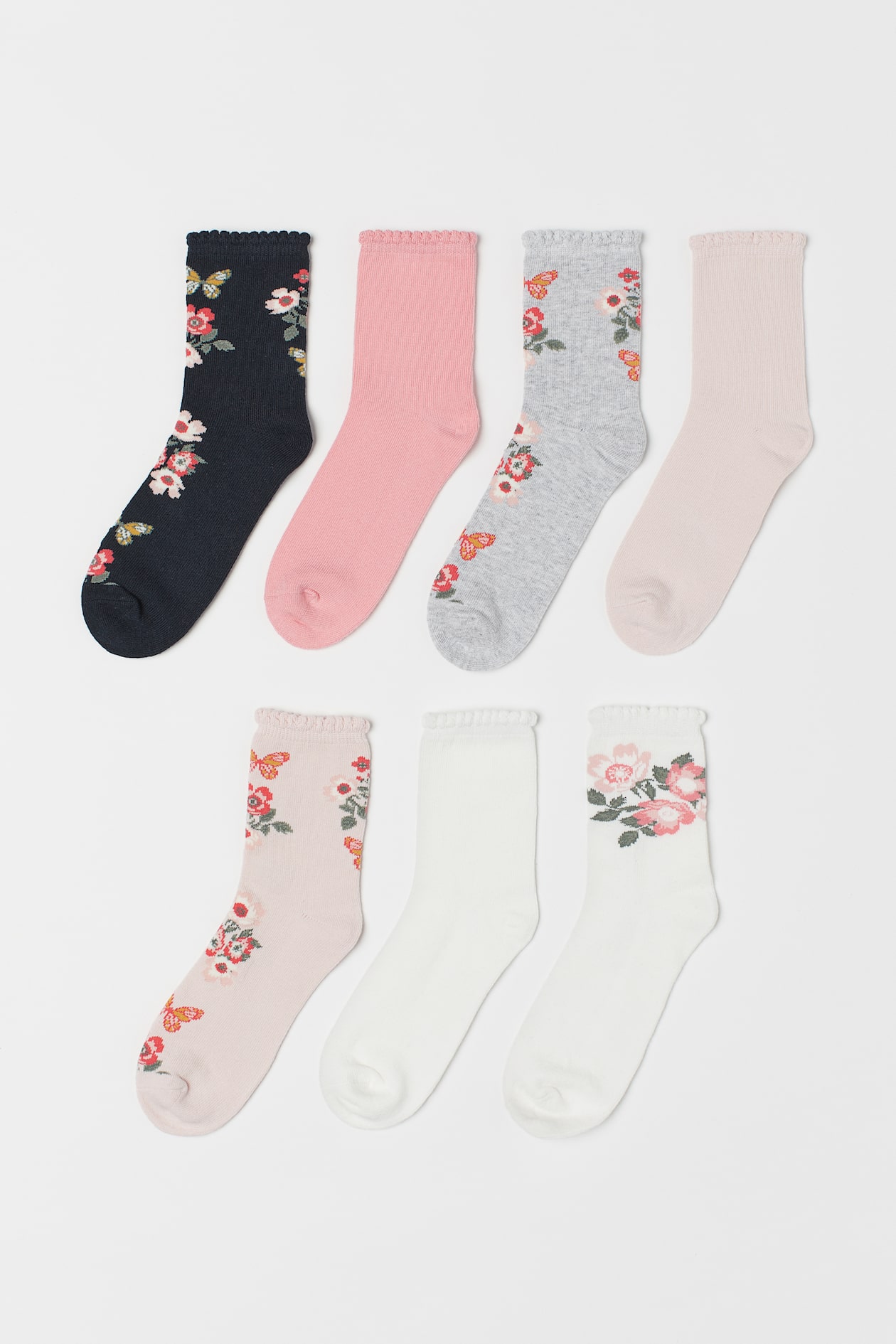 7-pack Socks - Light pink/flowers - Kids | H&M US