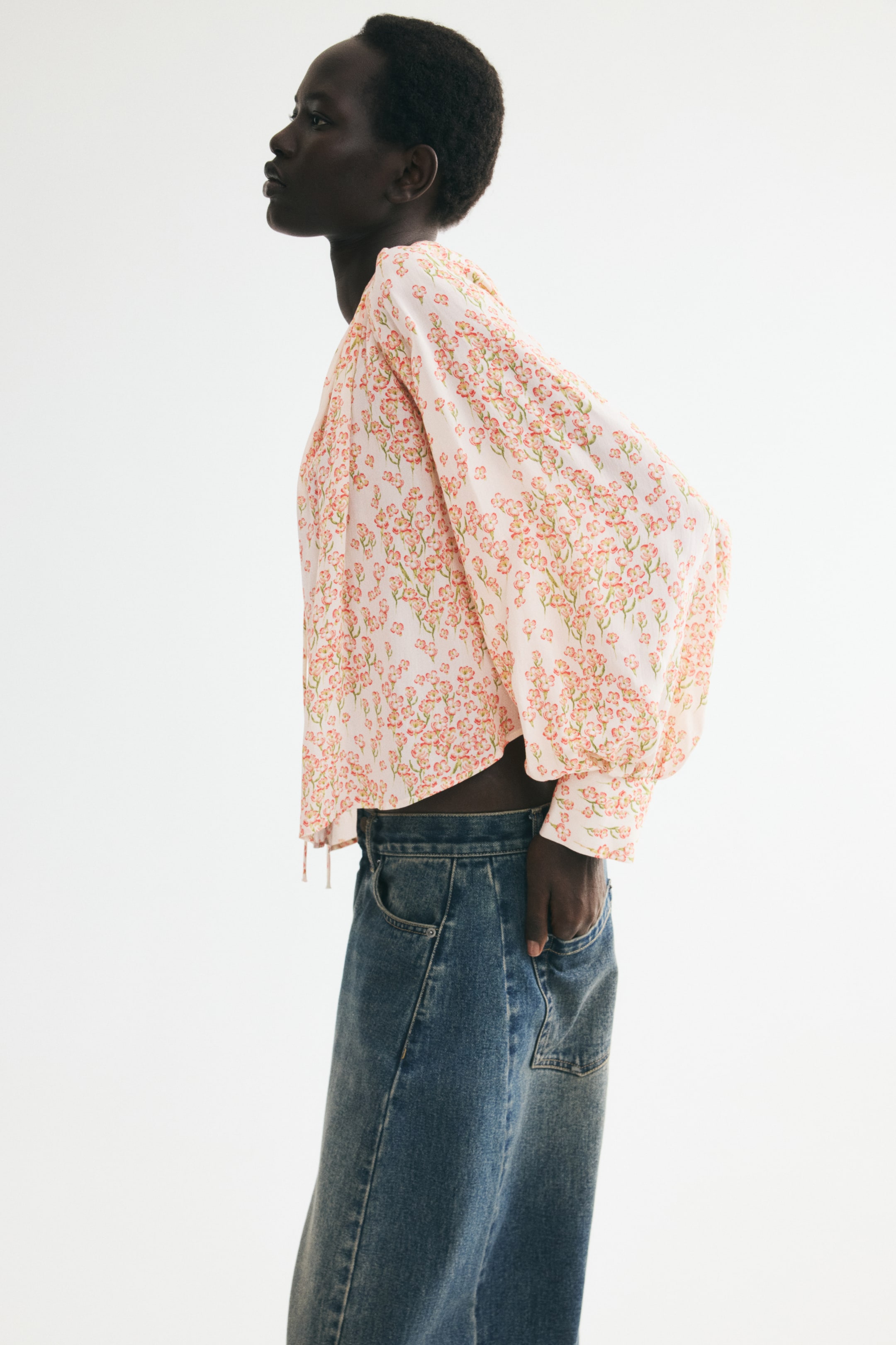 Blouse en viscose à manches ballon