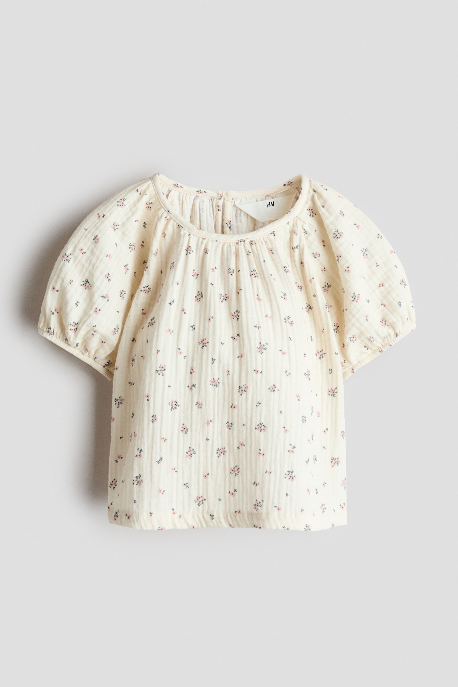 Blouse en mousseline de coton - Crème/fleuri