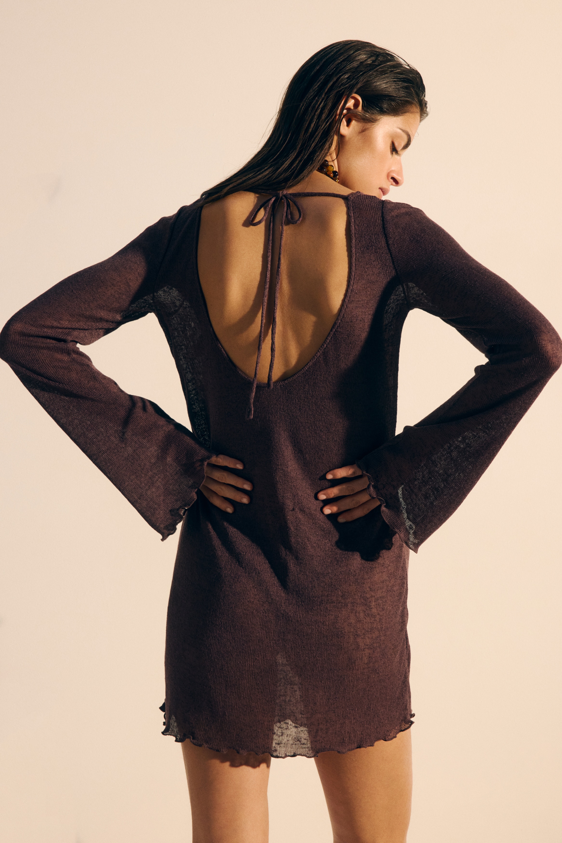 Mini-Strandkleid - Dunkelbraun/Schwarz