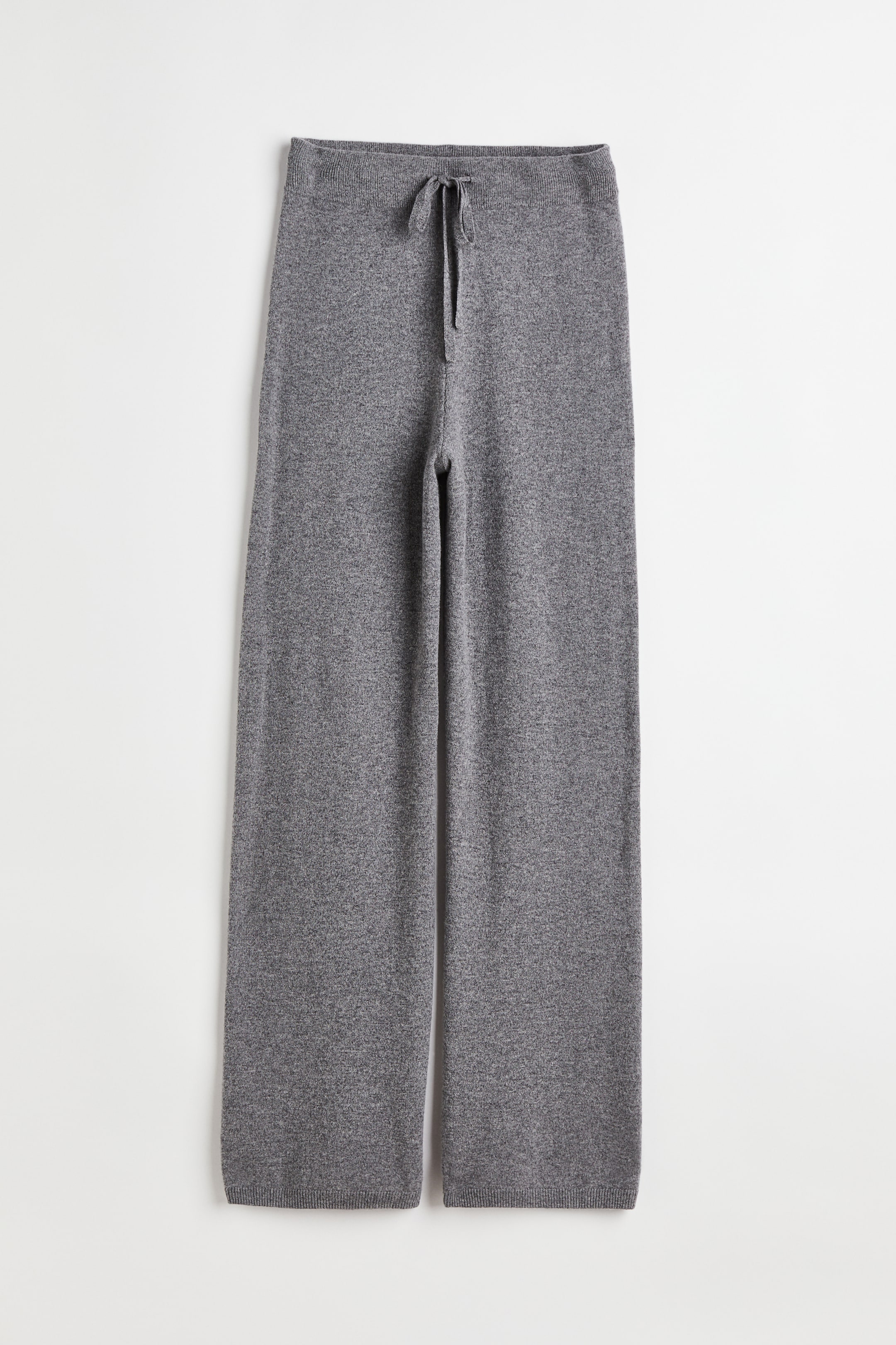 Knitted cashmere trousers - High waist - Long - Dark grey marl - Ladies ...