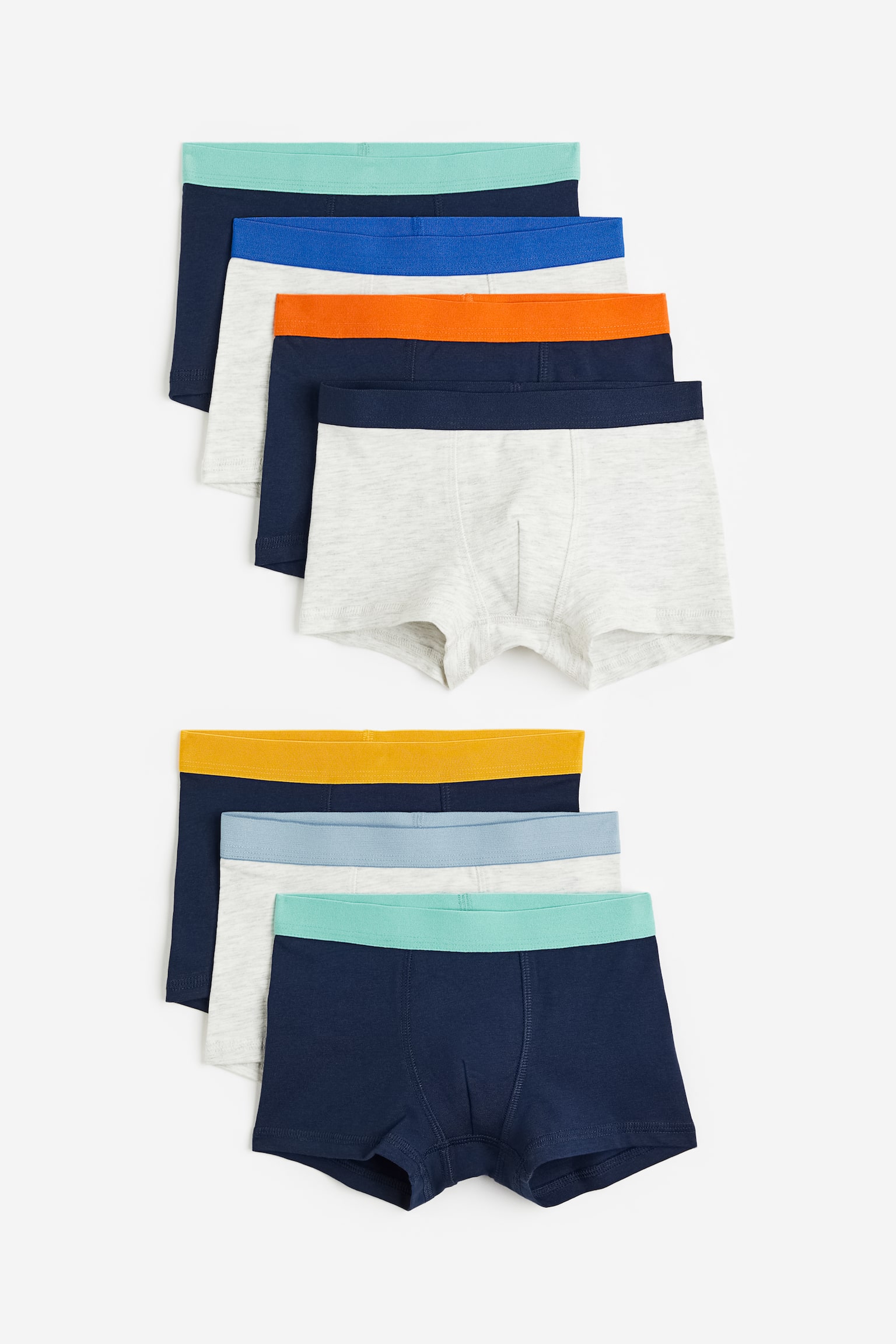 7-pack Boxer Briefs - Navy blue/Light grey marle/Light turquoise/Multicolour/Bright blue/Orange/Dark blue/Light grey marle - 1