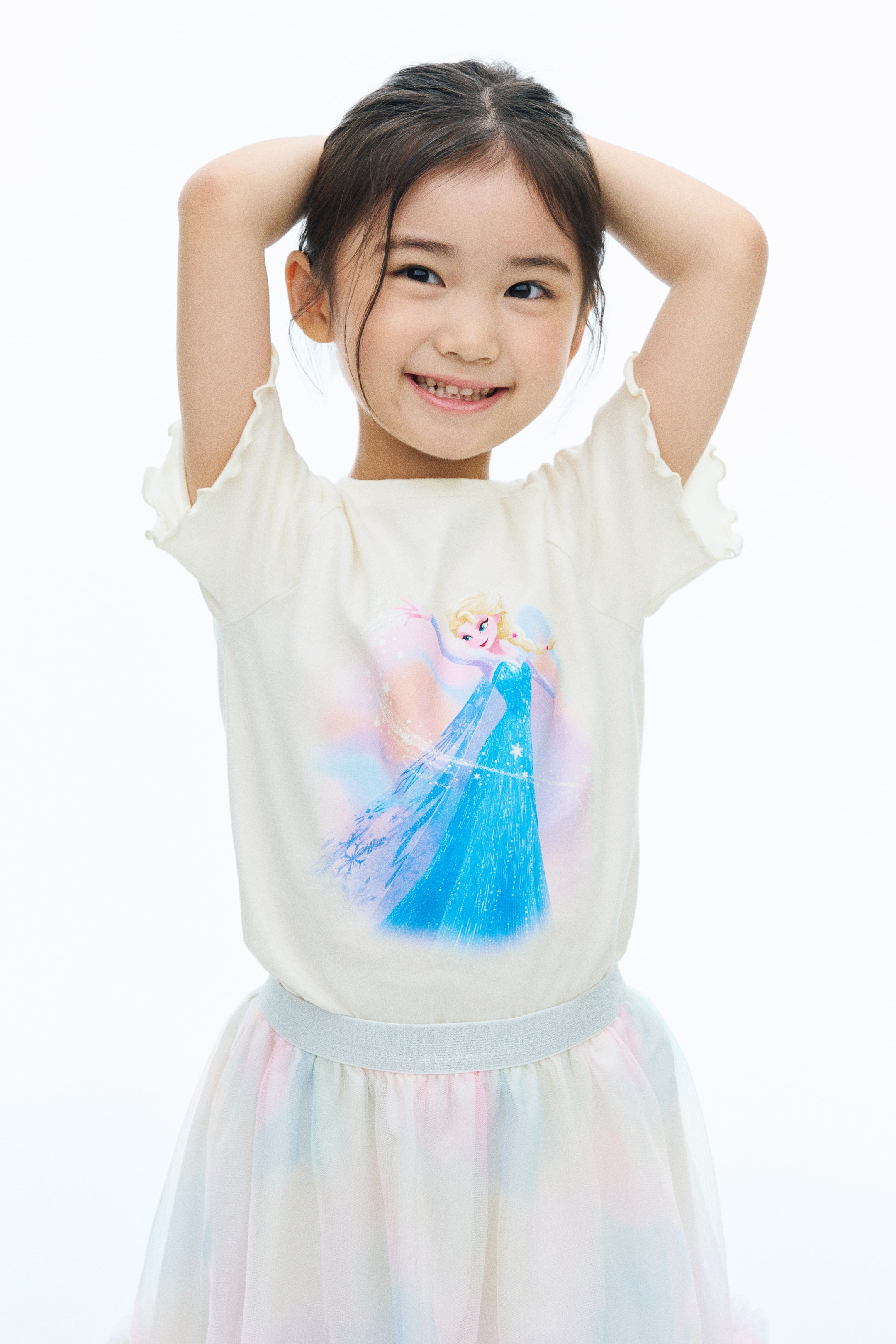 View larger image: Print-motif cotton T-shirt - Cream/Frozen - Kids | H&M 1