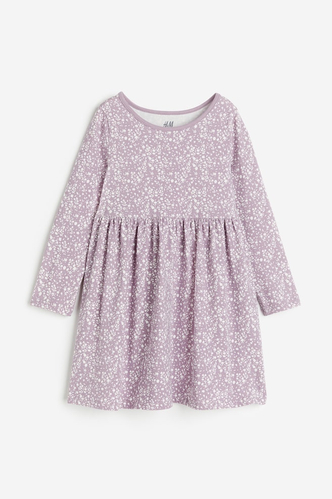 Patterned cotton dress - Light purple/Floral/Black/Hearts - 1