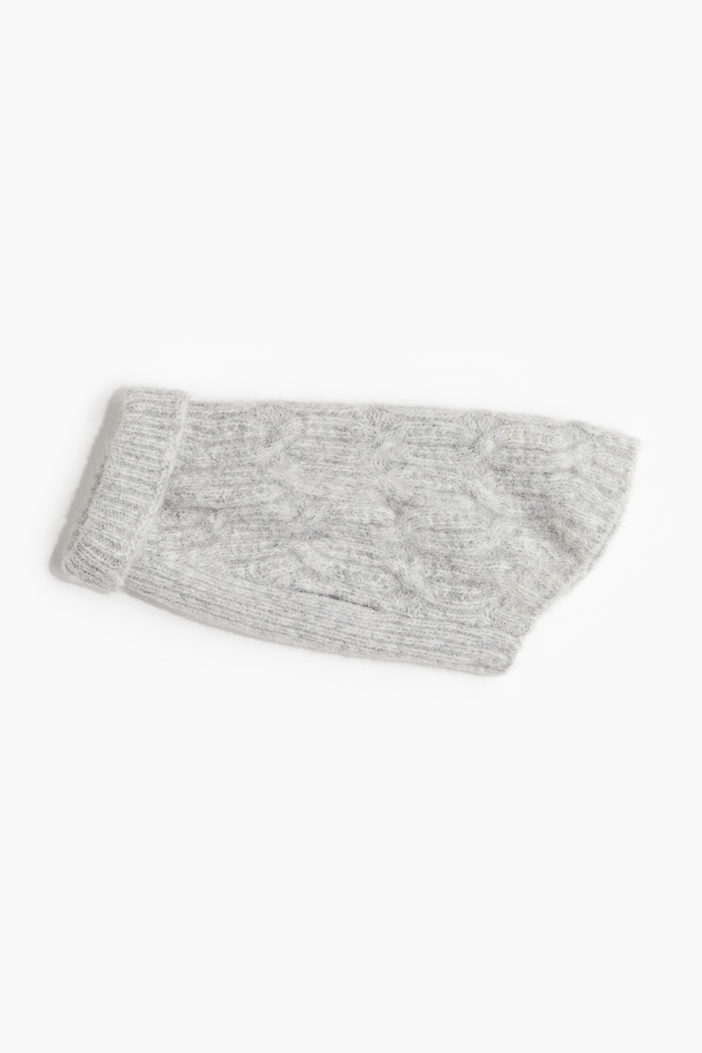 Cable-knit dog jumper - Light grey marl/Bright red