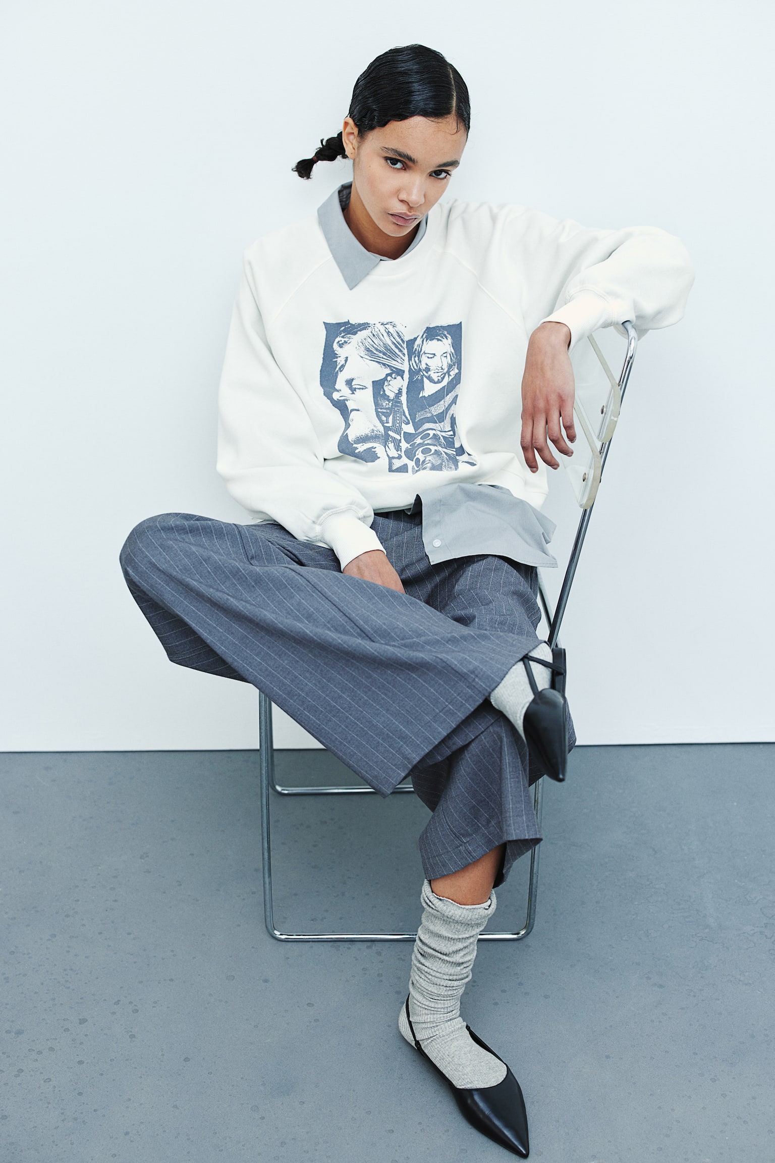 Printed sweatshirt - Cream/Kurt Cobain/Dark grey/Fender - 2