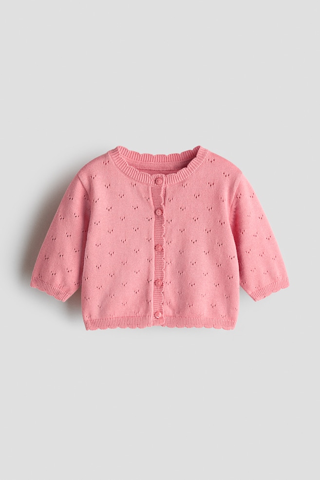 Cotton Pointelle Cardigan - Pink/Light pink - 1