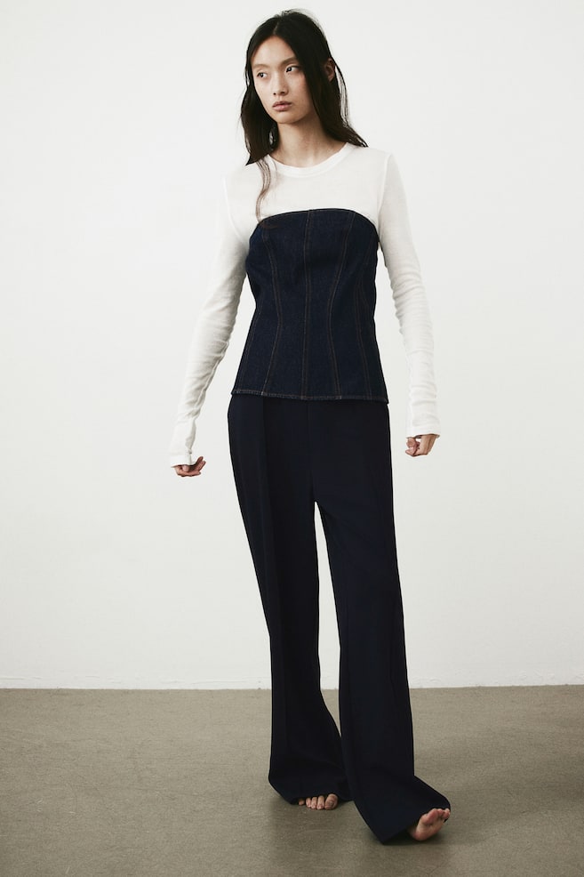 High-waisted tailored trousers - Navy blue/Black/Dark grey/Checked/Dark blue/Pinstriped - 4
