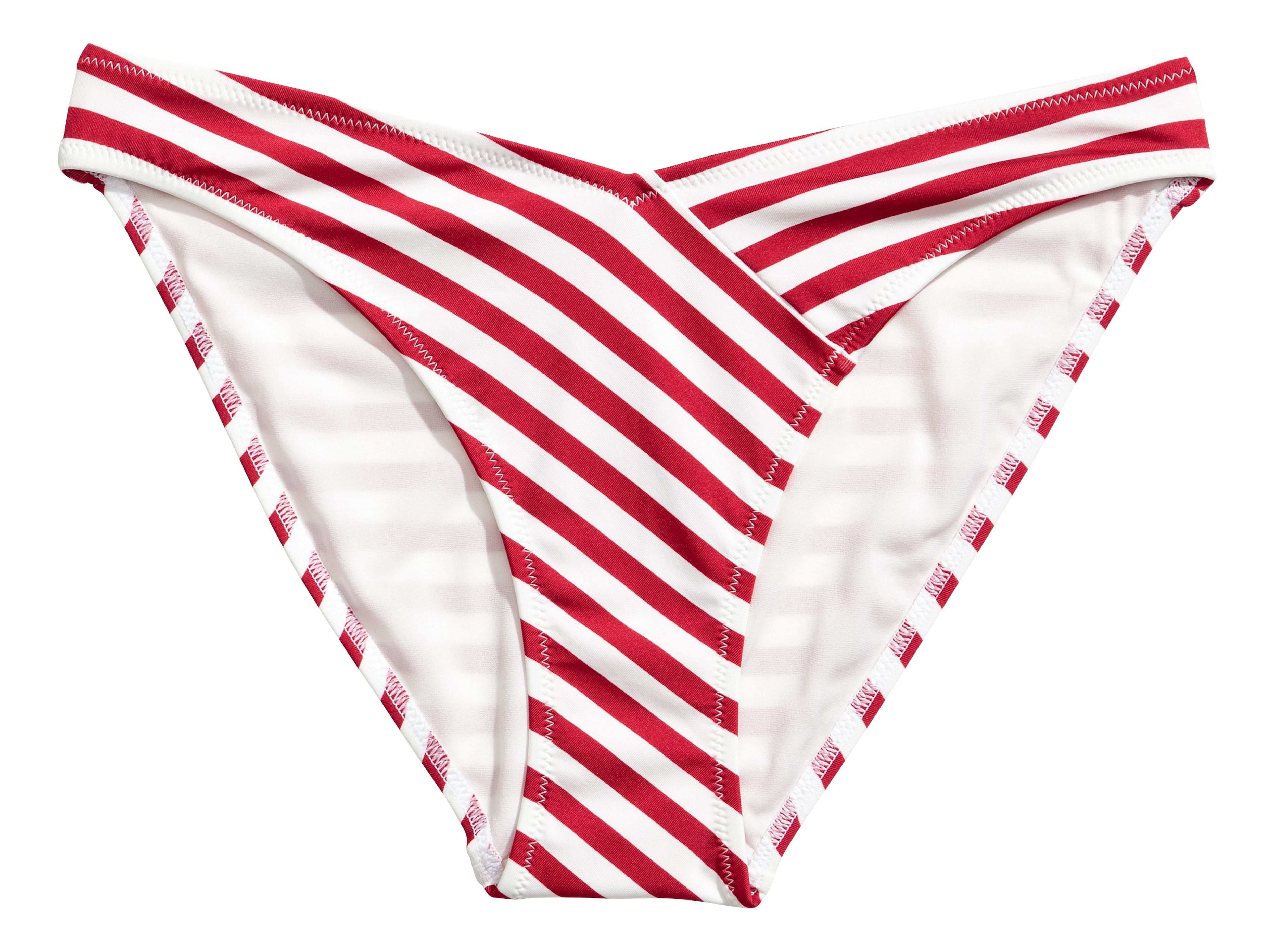 High leg Bikini Bottoms White red striped Ladies H M US