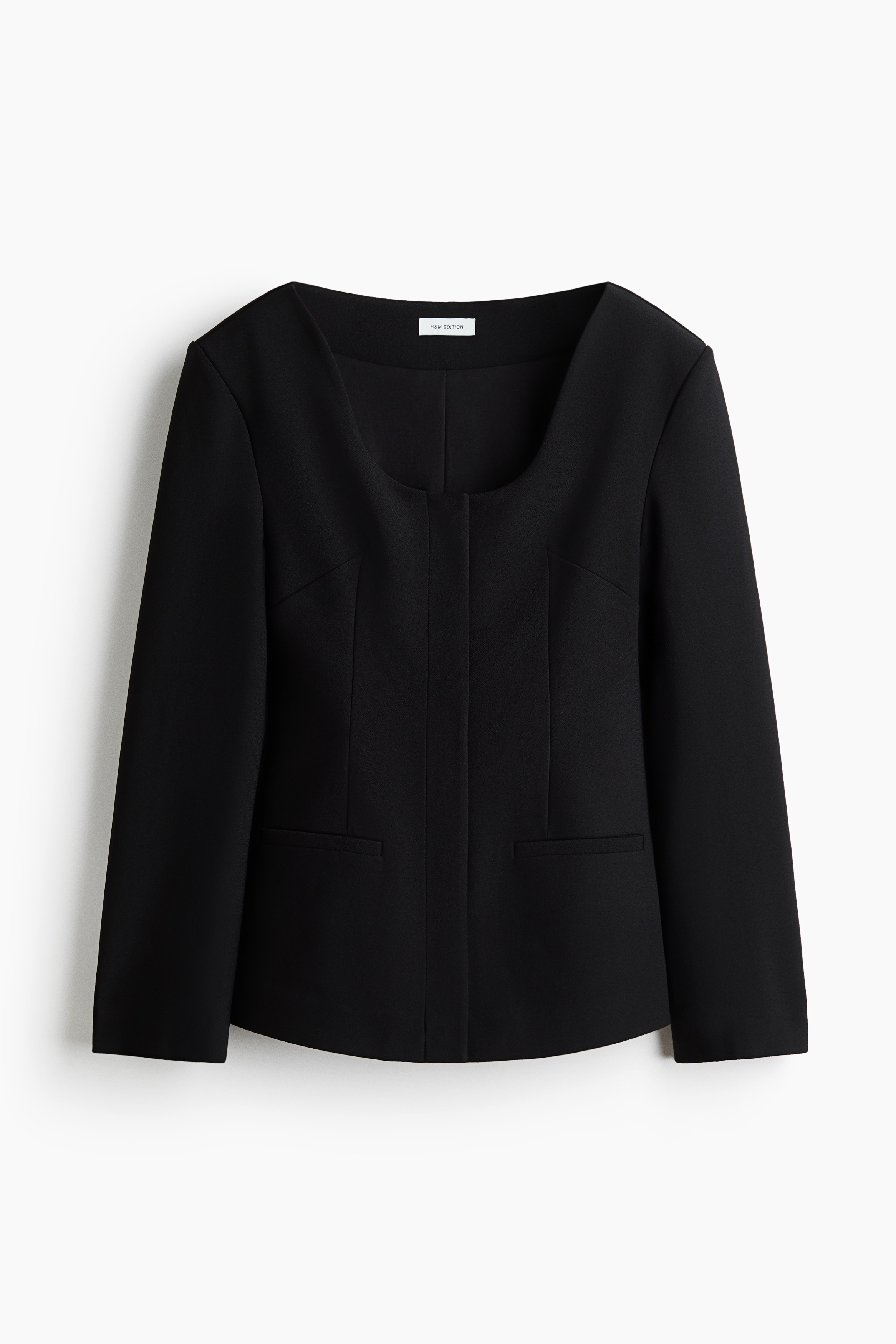 Scoop-neck jersey blazer - Black