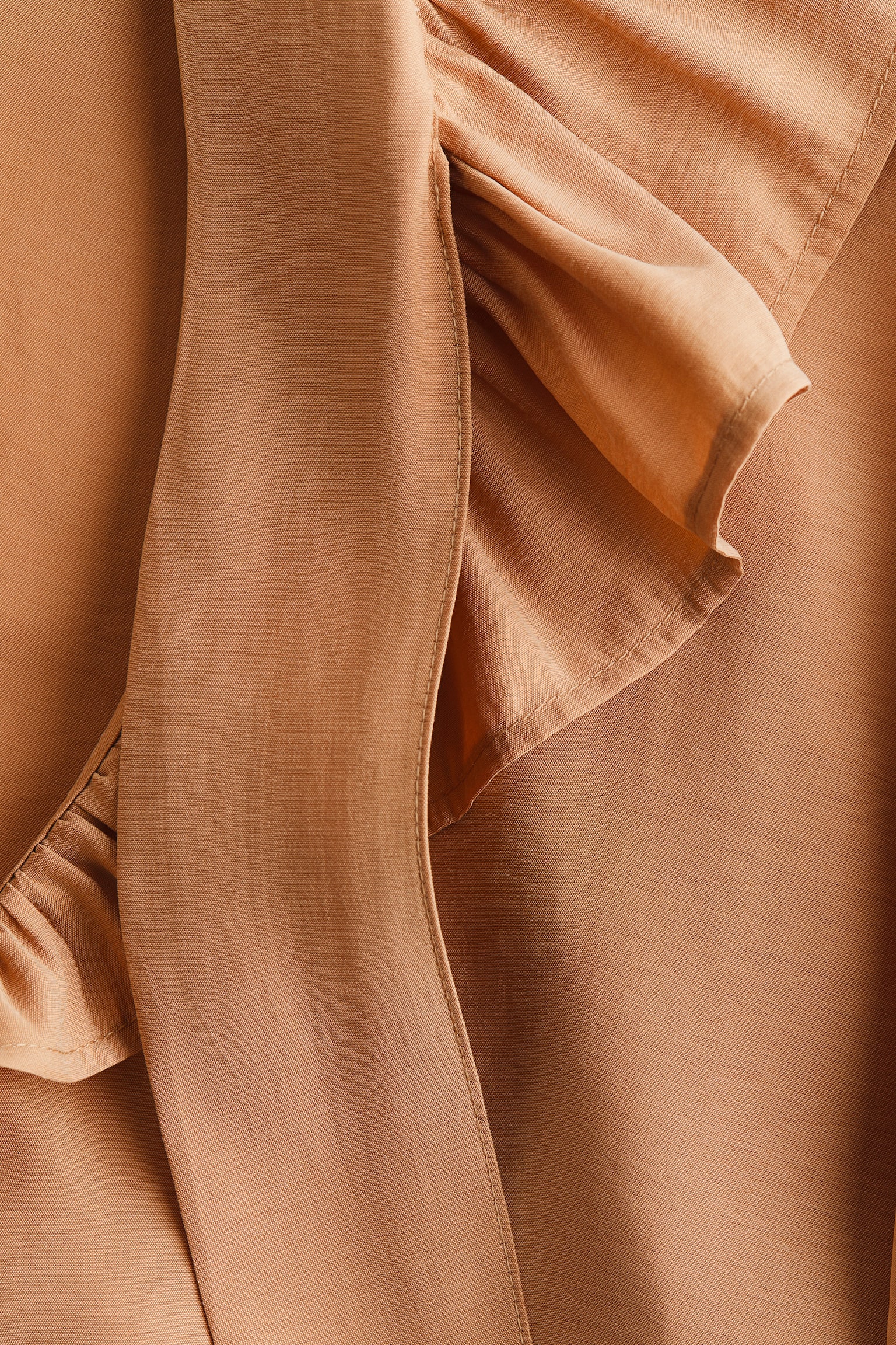 Yakası Bağcıklı Bluz - Bej/Koyu haki/Koyu kahverengi - 4