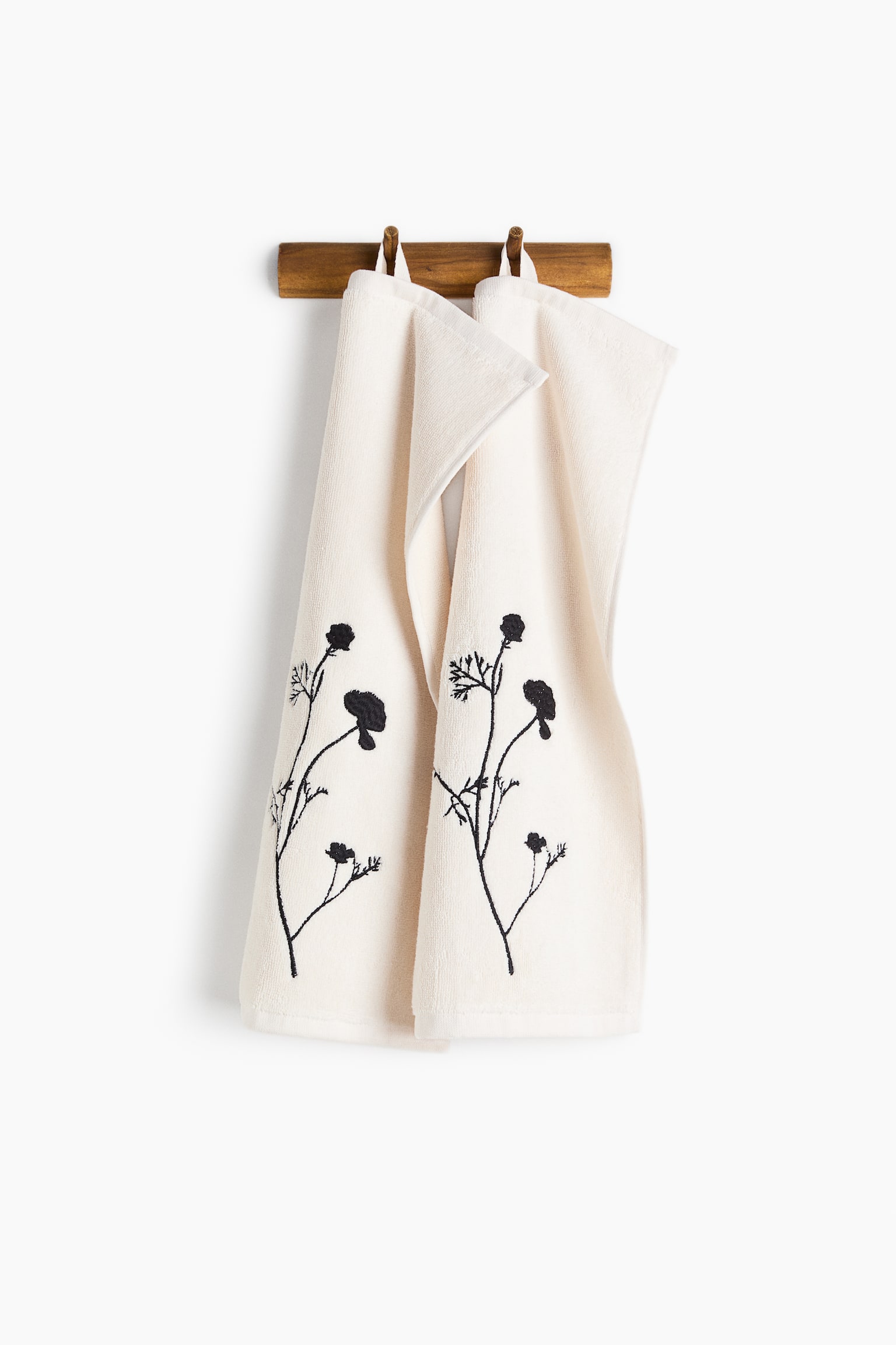 2-pack embroidery-detail guest towels - Cream/Flowers