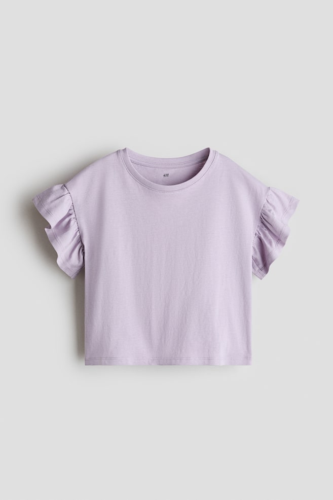 Shirt mit Volantärmeln - Helles Mattlila/Weiß/Hellblau/Cremefarben/Gepunktet/Schockrosa/Hellbeige/Leopardenprint - 1