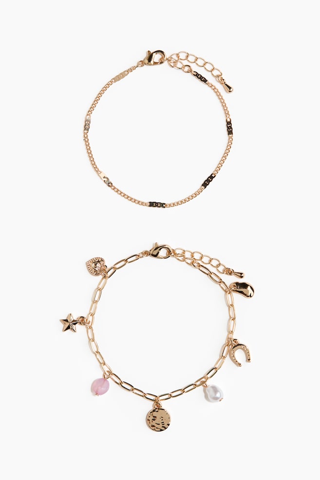 2-pack metal bracelets - Gold-coloured - 1
